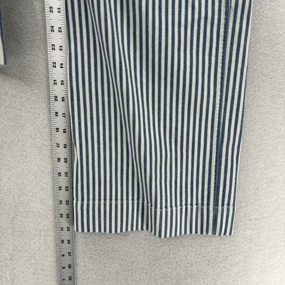 Madewell Emmett Wide-Leg Crop Pants Womens 29 Blue Striped Denim Casual Relaxed - Picture 5 of 11